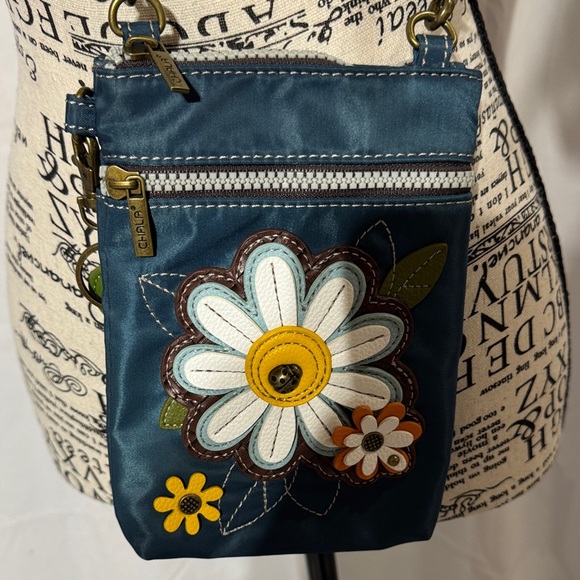 Chala Blue Crossbody Bag with Floral Design - Picture 2 of 8